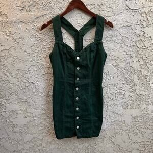 Vintage Bongo Dark Green Denim Mini Dress Size 7